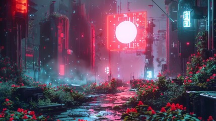 Capture the essence of a surreal dreamscape by depicting robotic gardeners in a pixel art style Focus on sharp lines