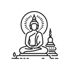 AI Generate of Simple Icon Logo Symbol of Buddha Meditation, Meditate, Meditation, Buddha Statue, Buddha Lotus Position, with white background