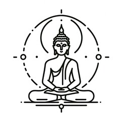 AI Generate of Simple Icon Logo Symbol of Buddha Meditation, Meditate, Meditation, Buddha Statue, Buddha Lotus Position, with white background