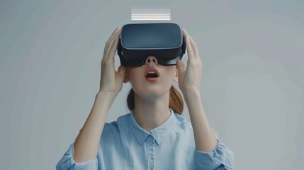 The woman with VR headset