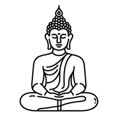 AI Generate of Simple Icon Logo Symbol of Buddha Meditation, Meditate, Meditation, Buddha Statue, Buddha Lotus Position, with white background