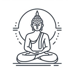 AI Generate of Simple Icon Logo Symbol of Buddha Meditation, Meditate, Meditation, Buddha Statue, Buddha Lotus Position, with white background
