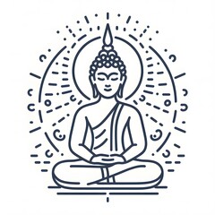 AI Generate of Simple Icon Logo Symbol of Buddha Meditation, Meditate, Meditation, Buddha Statue, Buddha Lotus Position, with white background
