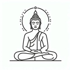 AI Generate of Simple Icon Logo Symbol of Buddha Meditation, Meditate, Meditation, Buddha Statue, Buddha Lotus Position, with white background