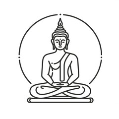 AI Generate of Simple Icon Logo Symbol of Buddha Meditation, Meditate, Meditation, Buddha Statue, Buddha Lotus Position, with white background