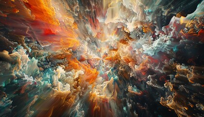 Dive into an otherworldly abyss with a high-angle view of a kaleidoscopic, abstract universe, digitally rendered in mesmerizing glitch art