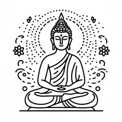 AI Generate of Simple Icon Logo Symbol of Buddha Meditation, Meditate, Meditation, Buddha Statue, Buddha Lotus Position, with white background