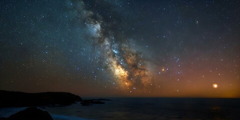 The title of the photo: "A dazzling star lighting up the expansive sky, casting a shadow over everything below". Concept Exploratory Adventure