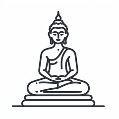 AI Generate of Simple Icon Logo Symbol of Buddha Meditation, Meditate, Meditation, Buddha Statue, Buddha Lotus Position, with white background