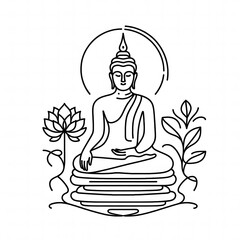 AI Generate of Simple Icon Logo Symbol of Buddha Meditation, Meditate, Meditation, Buddha Statue, Buddha Lotus Position, with white background