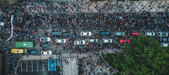 The Protest manifestations aerial view