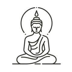 AI Generate of Simple Icon Logo Symbol of Buddha Meditation, Meditate, Meditation, Buddha Statue, Buddha Lotus Position, with white background