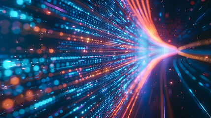 Obraz premium Abstract technology background of high speed global data transfer, ultra fast broadband and connection, cyber attack, computing code, speed optimization.