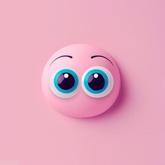 Cute googly eyes funny Isolated on pink pastel background , crazy kawaii eyes minimal idea creative concept & business ,banner, poster, cover, logo design template element