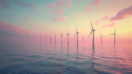 Offshore Wind Farm at Sunset