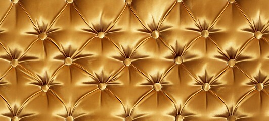 yellow gold leather Capitone pattern background, antique and luxury backdrop 