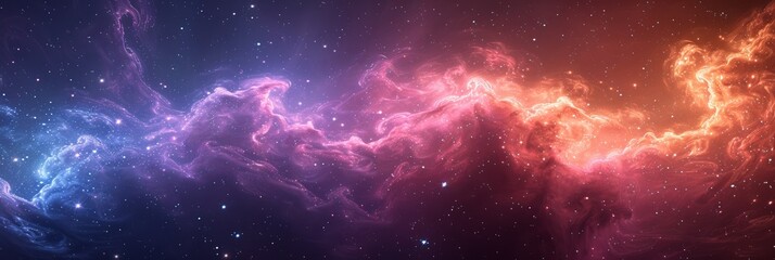 In the infinite expanse, glowing nebulae paint a colorful celestial canvas in the fantasy of space.