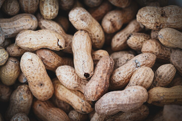 Closeup macro of some peanuts in the shell.