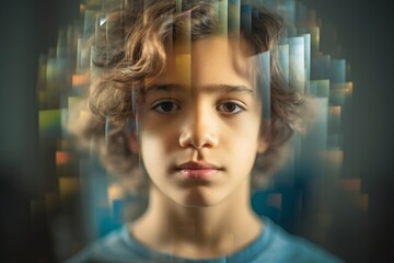 boy portrait with multiple exposure