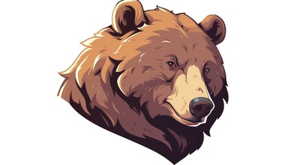 2d illustration of a bear logo showcasing a captivating emblem design set against a pristine white background An emblematic mascot featuring the head of a bear in the logo design