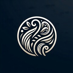 AI Generate of Elegant Premium Icon Logo Vector Symbol of Abstract Ornament  with black background