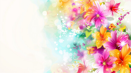 Colorful floral graphic poster, copy space, space for text, Generative AI,カラフルな花のグラフィックポスター、コピースペース,テキスト用スペース、Generative AI、
