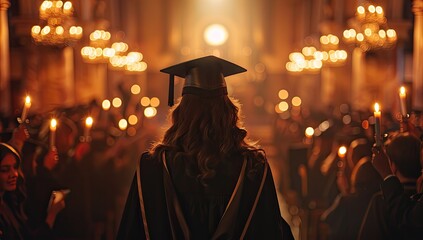 Obraz premium Graduation Ceremony in Historic Building