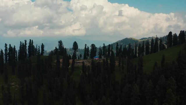 Aerial view of Ganga Choti mountain on a sunny day in Bagh District of Azad Kashmir, Pakistan