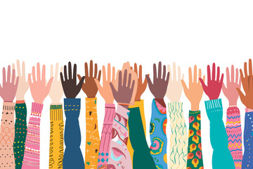 Diverse Female Hands United in Support, Symbolizing Women's Power, Social Freedom, and Peace