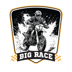 Dirt bike extreme sport vector illustration, perfect for t shirt design and competition logo