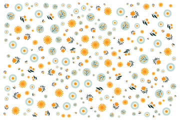abstract flat color flowers seamless pattern background illustration