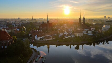 city Europe beautiful top view aerial photography of Wroclaw Poland