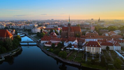 Obraz premium city Europe beautiful top view aerial photography of Wroclaw Poland