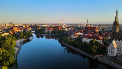 Fototapeta premium city Europe beautiful top view aerial photography of Wroclaw Poland