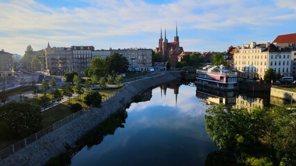 city Europe beautiful top view aerial photography of Wroclaw Poland