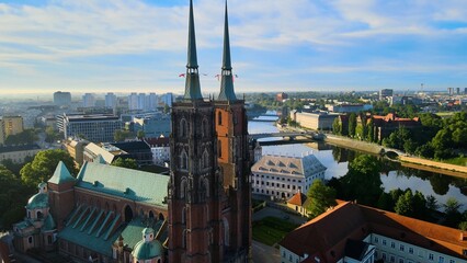 city Europe beautiful top view aerial photography of Wroclaw Poland