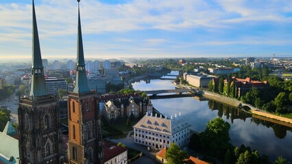 city Europe beautiful top view aerial photography of Wroclaw Poland