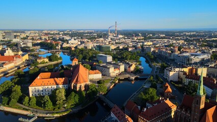 city Europe beautiful top view aerial photography of Wroclaw Poland