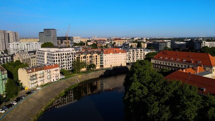 city Europe beautiful top view aerial photography of Wroclaw Poland