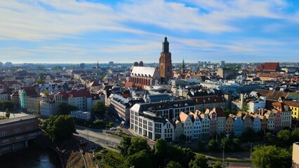 Fototapeta premium city Europe beautiful top view aerial photography of Wroclaw Poland