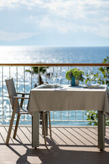 Restaurant table with sea view
