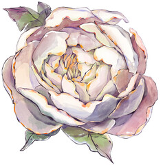 Obraz premium Vintage White peony watercolor Clipart gently pastel colors 