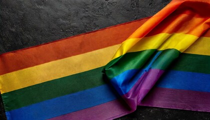 waving lgbt flag on black background, queer gay month pride parade texture wallpaper