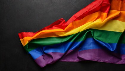 waving lgbt flag on black background, queer gay month pride parade texture wallpaper