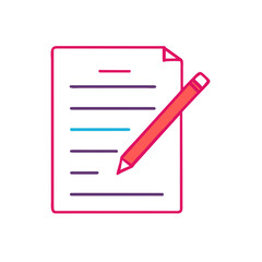 Paper Document with Pencil: Illustration of Writing on Paper with Pencil, Document Editing Graphic, Paperwork and Pencil Drawing, Symbol of Pencil Writing on Document