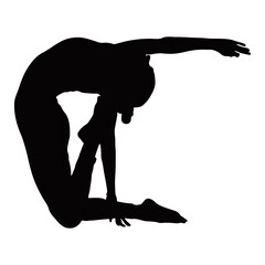 International Yoga Day Vector Illustration. Woman Yoga Pose Silhouette. Isolated on White Background