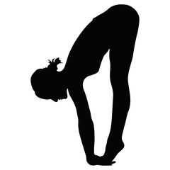 International Yoga Day Vector Illustration. Woman Yoga Pose Silhouette. Isolated on White Background