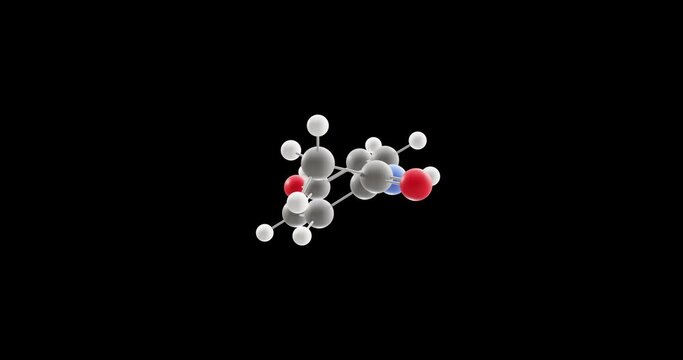 Paracetamol molecule, rotating 3D model of acetaminophen, looped video on a black background