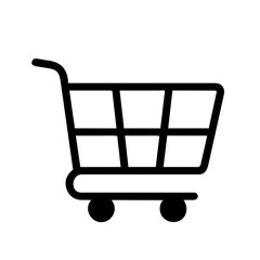 Simple Black Shopping Cart Icon - Editable Vector for Online Retail App