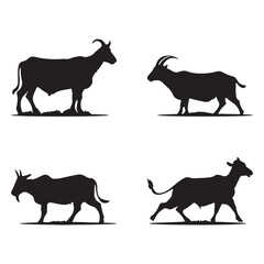Beautiful goat silhouette package, goat vector for qurbani day